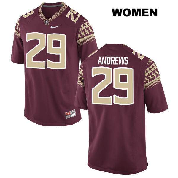 Women's NCAA Nike Florida State Seminoles #29 Nate Andrews College Red Stitched Authentic Football Jersey RML8069VY